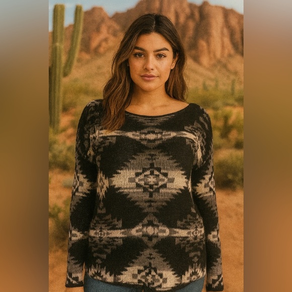 RL DENIM & SUPPLY Aztec Southwestern Print Sweater - Picture 1 of 6